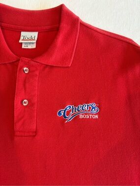 Vintage 'Cheers Boston' Embroidered Red Polo Shirt Lg
